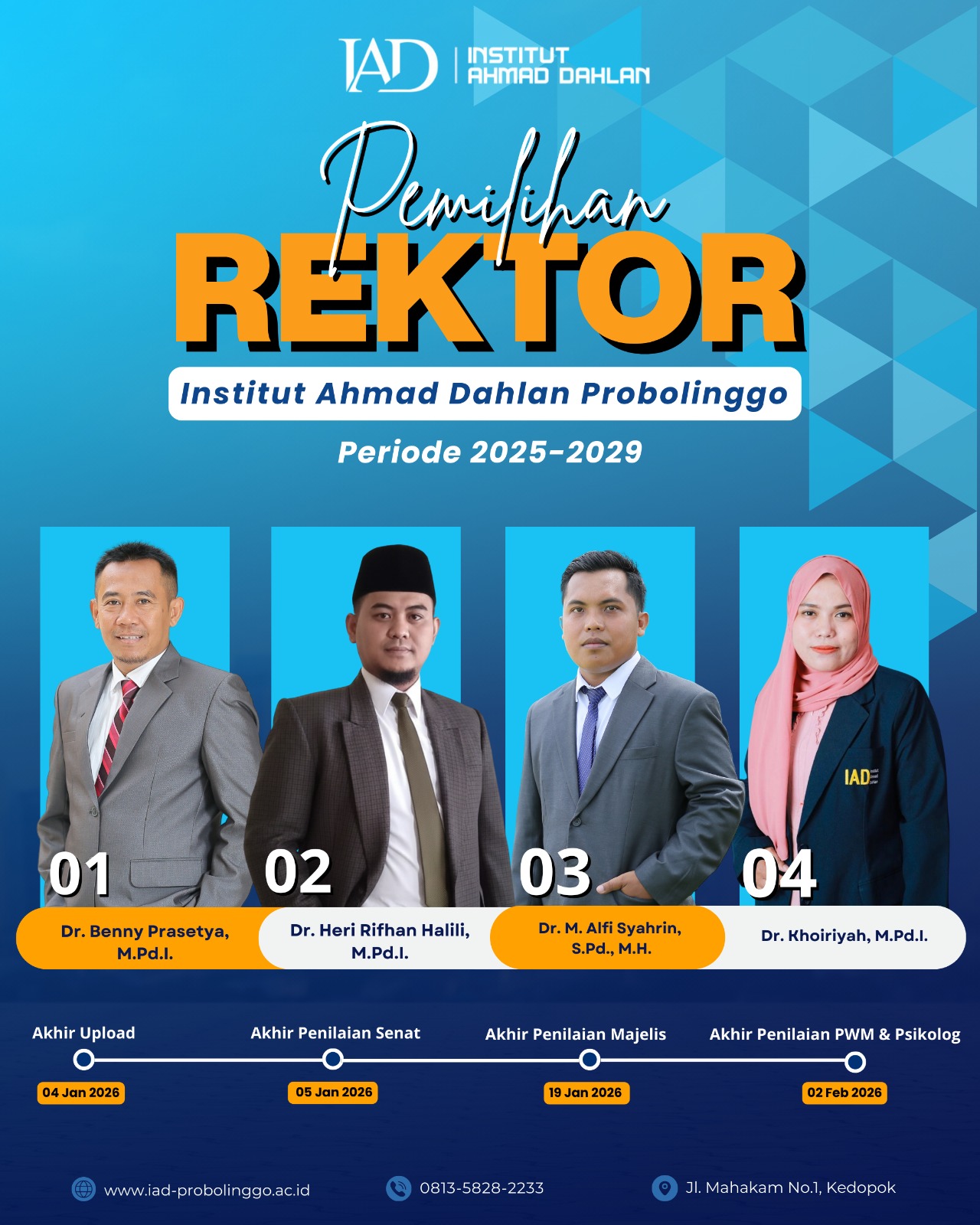 PROSES PEMILIHAN REKTOR INSTITUT AHMAD DAHLAN PROBOLINGGO PERIODE 2025–2029 RESMI DIMULAI