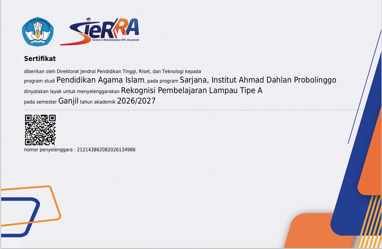 IAD Probolinggo Raih Sertifikat Layak RPL Tipe A untuk Prodi Pendidikan Agama Islam dan Hukum Keluarga Islam